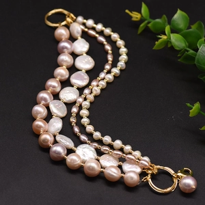 Baroque Natural Freshwater Pearl Bracelet Vintage Multi Layer Gold Plated Copper Jewelry Handmade For Women