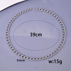 Detail view of 39cm stainless steel cuban chain necklace showing 0.6cm width and 15g weight
