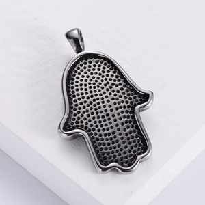 Pendentif Main de Fatma en acier inoxydable 304 style Hip Hop avec motif en nid d'abeille