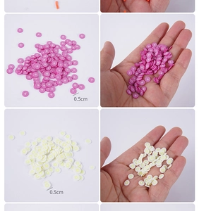 Detailed view of 5mm miniature polymer clay fruit slices for DIY slime and crafts
