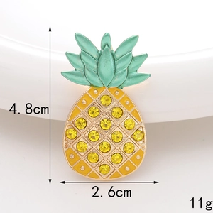 Sparkling pineapple rhinestone accessory charm for DIY crafts measuring 4.8cm by 2.6cm