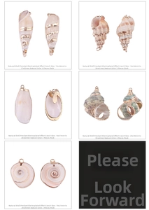 Detailed macro of electroplated natural shell pendants in gold for DIY earring making