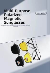 Detail view of magnetic polarized sunglasses set with night vision and metal frames