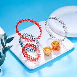 Sparkling crystal 2-in-1 magic retractable ring bracelet in various metallic colors