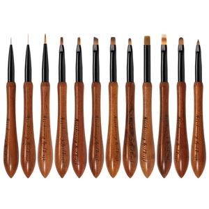 Pinceau Nail Art Professionnel Manche En Bois Stylo Peinture Manucure Pour Lignage Sculpture Dégradé Style Japonais