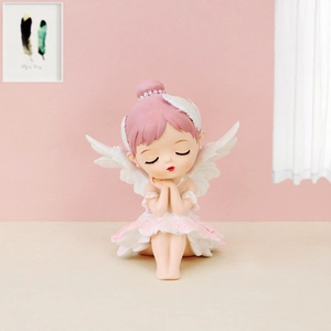 Pink ballet girl ornament with wings and white tutu for car interior or desk decor