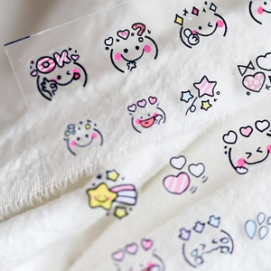 Autocollants Art Ongles 5D Dessin Animé Emoji Adhésif Transparent Mince Kaomoji Cœur Étoile Décoration Manucure DIY