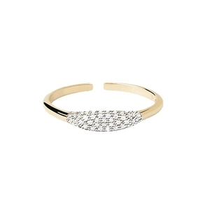 Minimalist 925 sterling silver adjustable open ring with sparkling pavé zircon stones