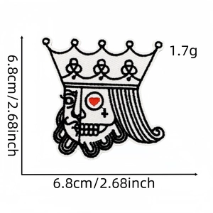 Detail view of Ace of Spades embroidery patch with dimensions 6.8cm and 2.68inch markings