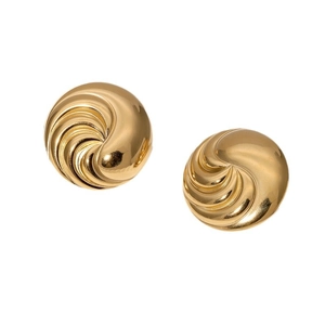 Minimalist gold plated stainless steel croissant dome stud earrings for women