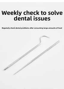 Detail of stainless steel dental probes with non-slip knurled handles for oral hygiene