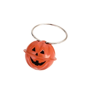 Orange pumpkin metal bell with Jack-o'-lantern face for Halloween and Christmas decor