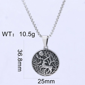 Detailed size view of silver reindeer silhouette pendant with dimensions and weight info