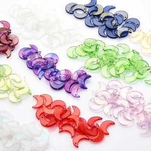 Colorful moon shape resin charms with gold glitter for DIY jewelry making
