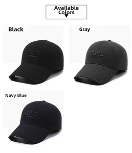Detailed grid of embroidered winter baseball caps in black, grey, and navy blue