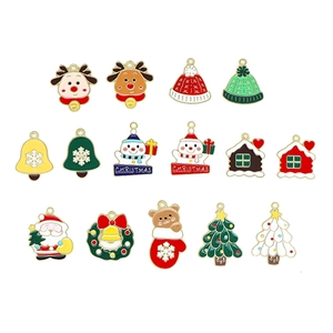 Set of 15 Christmas enamel charms including reindeer and Santa for DIY jewelry making