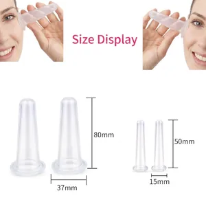 Size chart for 4-piece facial silicone cupping set with massage vacuum therapy cups