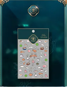 Detailed view of KX047 Japanese sushi cartoon nail stickers in green packaging