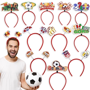 Detailed selection of football party headbands with trophy and national flag designs
