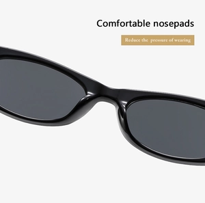 Dettaglio occhiali da sole ovali cat eye con naselli integrati per massimo comfort