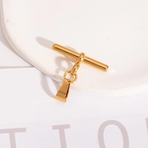 Polished gold stainless steel T-bar toggle clasp for jewelry making and DIY pendant