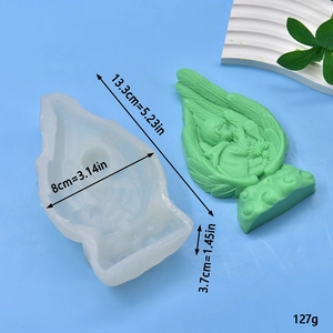 Sleeping boy on feather silicone mold for DIY candles soap and cake mousse crafts