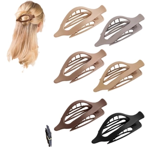 Set of 6 matte earth-toned hollow spindle hair clips for women with a matte finish