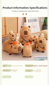 Group of Capybara plush toys in different sizes and poses on a home floor setting