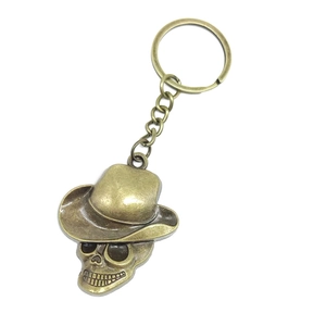 Retro Punk Skull Cowboy Hat Keychain For Men Women Zinc Alloy Gothic Pirate Skeleton Key Ring Car Bag Pendant Jewelry Gift