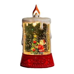 Christmas LED candle lantern with water-filled globe and sparkling glitter effect