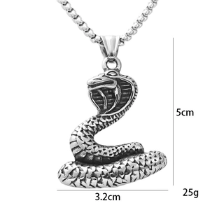 Vintage silver snake pendant necklace for men and women with size and weight dimensions