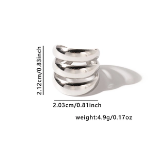 Detail showing dimensions of silver titanium steel snake ring with weight information