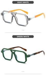 Detail view showing gray transparent and green matte frames with colored temples
