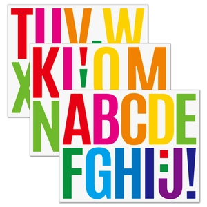 Detail of colorful 3-inch waterproof large letter stickers and punctuation for car mailboxes