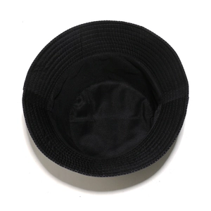 Top-down view of black sun hat interior showing reinforced stitching and durable lining