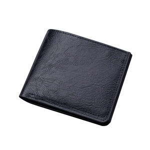 Classic black bifold leather wallet for men with textured surface and durable stitching