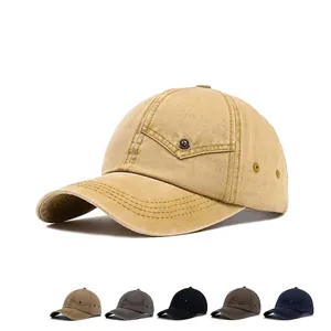 Verstellbare Baseballkappe aus gewaschener Baumwolle mit Metallschnalle in Khaki