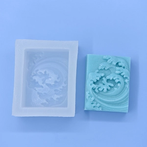 DIY wave silicone mold for scented candles and handmade soap with 3D sea ripple relief