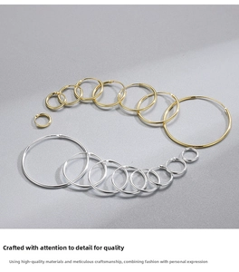 Comparison of various sizes of gold and silver S925 sterling silver hoop earrings