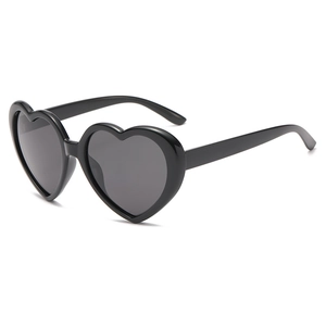 Classic black heart-shaped polarized sunglasses with sleek polished plastic frames
