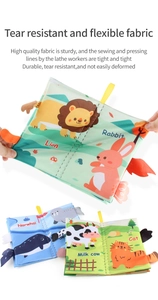 Detail showing tear-resistant fabric and reinforced stitching of baby cloth books