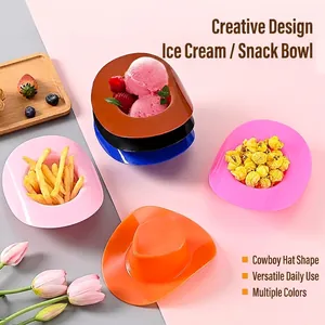 Cowboy Hat Shape Ice Cream Bowl Plastic Snack Dessert Serving Cup Novelty Creative Party Tableware Stackable