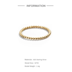 Detailed chart showing 925 sterling silver beaded ring size and weight specifications
