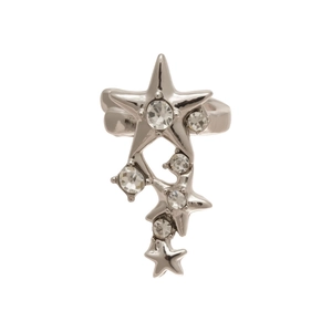 Manchette d'oreille étoile en argent avec strass brillants pour oreilles non percées