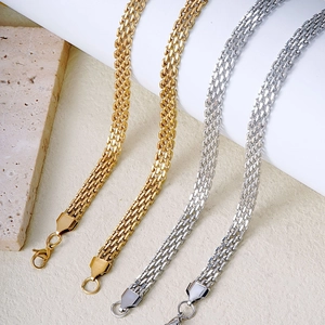 French Vintage Stainless Steel Woven Chain Necklace For Women Men Minimalist Gold Silver Plated Clavicle Chain Jewelry Gift