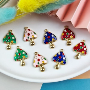 Cute DIY Alloy Mushroom Charms Colorful Polka Dot Enamel Mushroom Pendants For Earrings Necklace Jewelry Making Materials