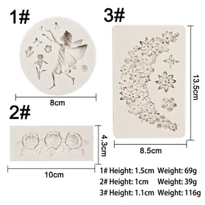 Ensemble de moules en silicone fée et fleurs avec dimensions et formes variées