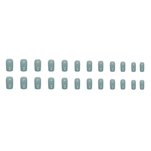 Medium length foggy green square round press-on nails with 24 pieces set in rows