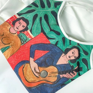Matisse art style oil painting canvas tote bag with vibrant colors and large capacity