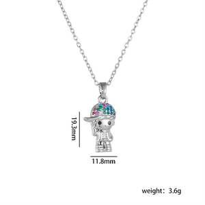 Süße Jungen-Halskette mit bunten Zirkoniasteinen aus poliertem Sterling Silber
